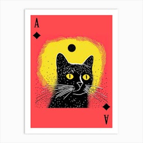 Playing Cards Cat 9 Pink And Black Art Print