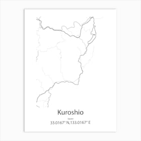 Kuroshio,Japan Minimalist Map Art Print