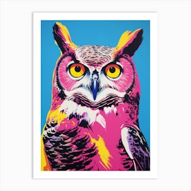 Andy Warhol Style Bird Great Horned Owl 2 Art Print