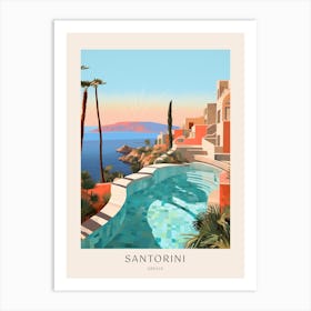 Santorini, Greece 3 Midcentury Modern Pool Poster Art Print