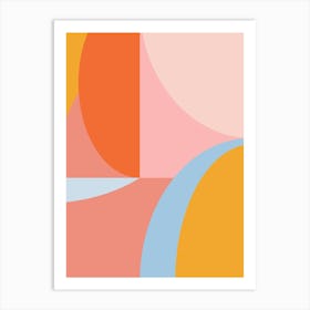 Modern Aesthetic Geometric Shapes in Peach and Coral Art Print