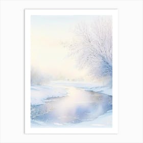 Frozen River Waterscape Gouache 3 Art Print