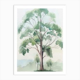 Eucalyptus Tree Atmospheric Watercolour Painting 2 Art Print