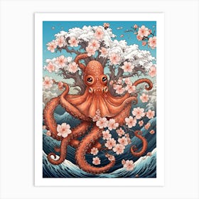 Day Octopus Japanese Style Illustration 4 Art Print