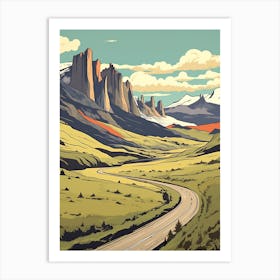 Torres Del Paine Circuit Chile 2 Vintage Travel Illustration Art Print