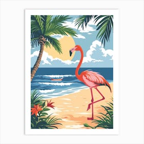 Greater Flamingo Celestun Yucatan Mexico Tropical Illustration 8 Art Print
