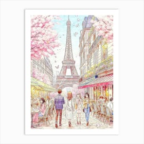 Anime City Of Paris Art Print