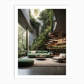 Modern Living Room With Plants Art Print