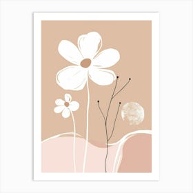 White Flowers On A Pink Background 1 Art Print