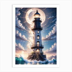 A Lighthouse In The Middle Of The Ocean 26 Art Print