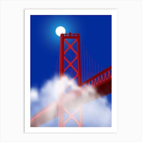 Night At The Golden Gate Bridge Art Print