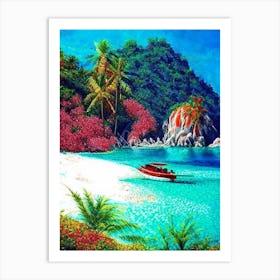 Pulau Redang Malaysia Pointillism Style Tropical Destination Art Print