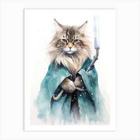 Main Coon Cat As A Jedi 4 Art Print