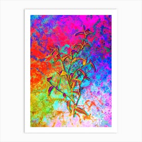 Commelina Africana Botanical in Acid Neon Pink Green and Blue n.0136 Art Print