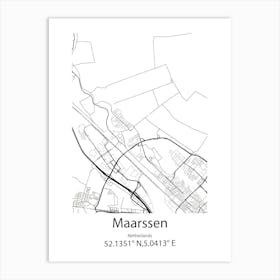 Maarssen,Netherlands Minimalist Map Art Print