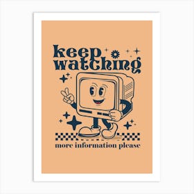 Retro Wall Art Vintage Decor Retro Cartoon Art Vintage Wall Art TV Keep Watching Information Trendy Retro Poster Art Print