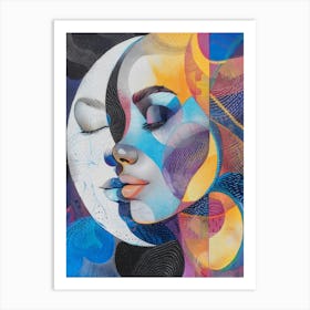 Moon And The Face Style Abstract Art Print