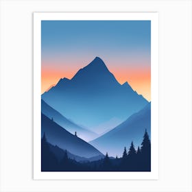 Misty Mountains Vertical Composition In Blue Tone 75 Art Print
