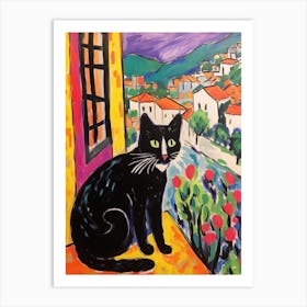 Painting Of A Cat In Chianti Italy 2 Art Print