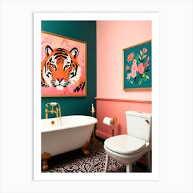 Tiger Bathroom Art Print