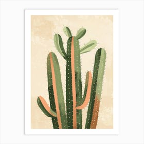 Rat Tail Cactus Minimalist Abstract Illustration 2 Art Print