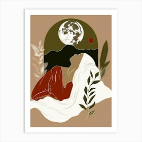 Moon And The Woman 1 Art Print