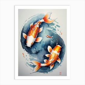 Koi Fish Yin Yang Painting (10) Art Print