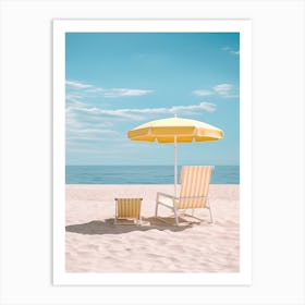 Retro Pastel Sunbeds On The Beach Summer Photography Art Print