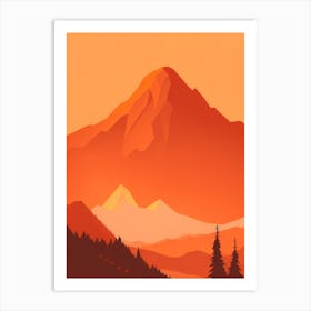 Misty Mountains Vertical Composition In Orange Tone 228 Art Print