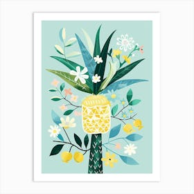 Pineapple Tree Illustration Flat 3 Art Print