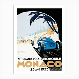 Vintage Monaco 23 Avril 1933 Art Print