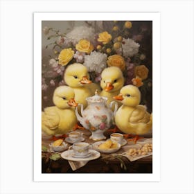 Ducklings At A Traditional Afternoon Tea 4 Art Print