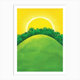 Sun Rising Over A Hill Art Print