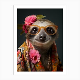 Sloth In Glasses Art Print