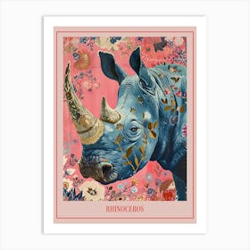 Floral Animal Painting Rhinoceros 2 Poster Art Print