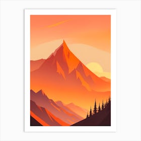 Misty Mountains Vertical Composition In Orange Tone 3 Art Print