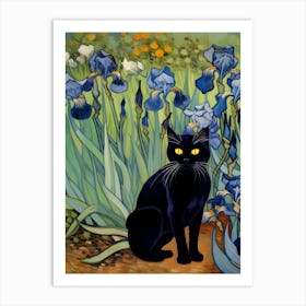 Irisis with black cat, Vincent van Gogh Art Print