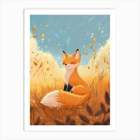 Fox In The Grass,.Generated AI. Art Print Art Print