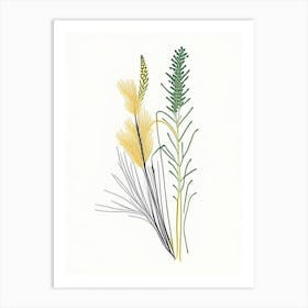 Horsetail Spices And Herbs Minimal Line Drawing 1 Art Print