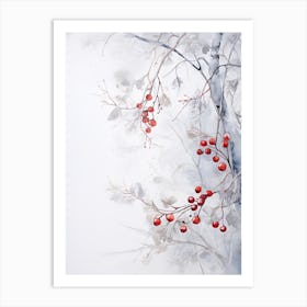 Tree With Red Berries - background Art Print