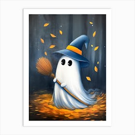 Ghost With Broom Art Print