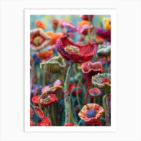 Field Of Poppies Knitted In Crochet 2 Art Print