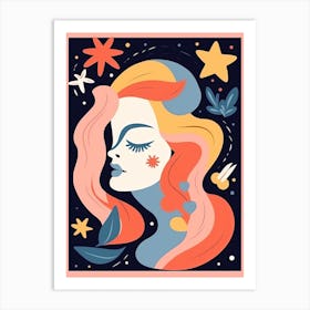 Virgo Illustration Zodiac Star Sign 5 Art Print