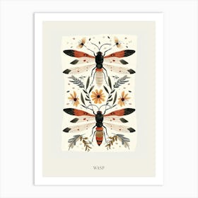 Colourful Insect Illustration Wasp 1 Poster Art Print