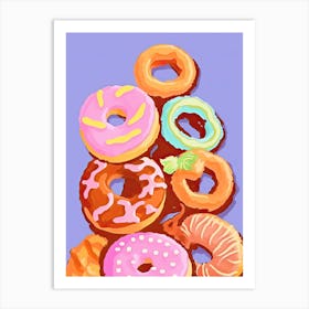 Colourful Donuts Illustration 3 Art Print