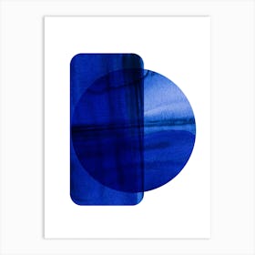 Blue Geometric Watercolour Art Print