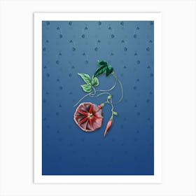 Vintage Male Jalap Flower Botanical on Bahama Blue Pattern n.0322 Art Print