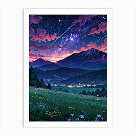 Night Sky Anime aesthetic 25 Art Print