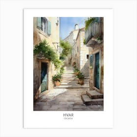 Hvar 1 Watercolour Travel Poster Art Print