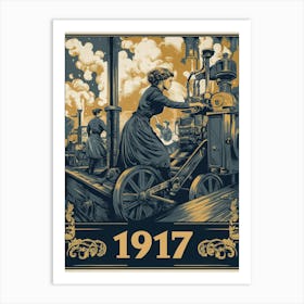 Aihrgdesign A Vintage Industrial Poster Showing Women Working 2eab482d Bd2c 45cf A6a9 Aba2df981be5 1 Art Print